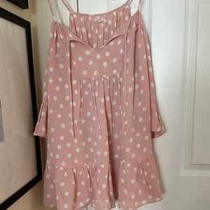 Tularosa Blush Pink Dress with White Dots